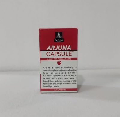 Dr. Veda's Ayurvedic Herbal Arjuna Capsules For Healthy Heart | Complete Cardiac Care, 100% Organic - 30 Capsules, Pack of 2