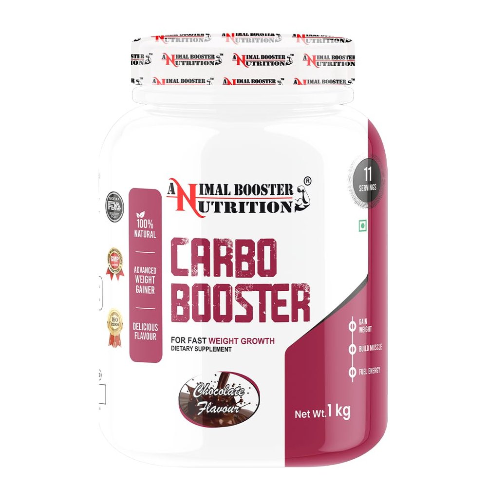 Animal Booster Nutrition Carbo Booster| 85gm of Carbohydrate in 90gm of serving| For Gain Weight, Build Muscle & Fuel Energy | 1Kg Chocolate Flavour
