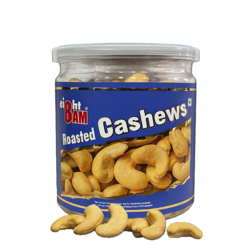 8AM Roasted Cashew, 200g Can | 100% Natural Premium Roasted & Salted Kaju Dry Fruits | Healthy, Nutritious, Delicious & Crunchy Snacks | Rich in Protein and Dietary Fiber