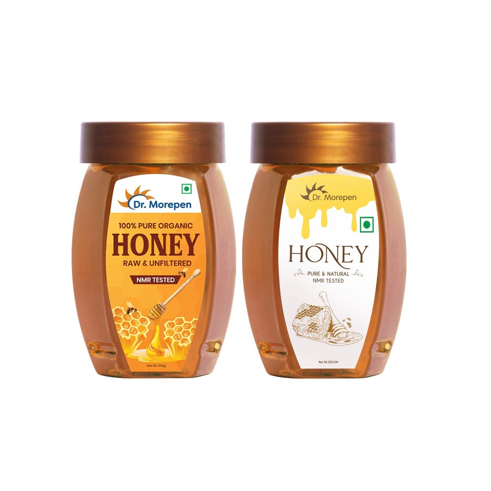 DR. MOREPEN 100% Natural Organic Honey & Pure Multi Flora Honey- 250 GM Each