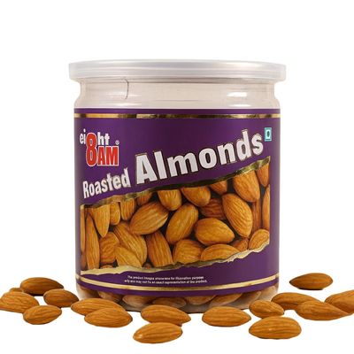8AM Almond 200g, Roasted & Salted | Badam Dry Fruit | High Protein, Vitamins & Minerals Rich Snack, Healthy, Tasty & Crunchy Nuts