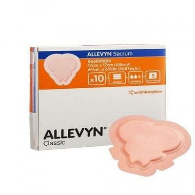 Allevyn Sacrum Classic 17cm x 17cm (Pack of 4), Advanced Hydrocellular Foam Dressing for Bed Sores, Wound Healing & Pressure Ulcer Protection