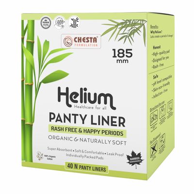 CHESTA FORMULATION Helium Panty Liners For Women 100% Cotton Organic And Soft Curvy Design For Best Comfort With Ultra Soakage And LeakProof Size-180mm [1 Box- Pack Of 40]
