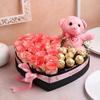FlowerAura Decorative Bunch Of Fresh Live 20 Pink Rose With Pack of 8 Chocolate & Cute Teddy Bear In Heart Shape Box Valentine's Day Gifts For Girlfriend, Boyfriend, Husband & Wife (Same Day Delivery) view 1