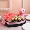 FlowerAura Decorative Bunch Of Fresh Live 20 Pink Rose With Pack of 8 Chocolate & Cute Teddy Bear In Heart Shape Box Valentine's Day Gifts For Girlfriend, Boyfriend, Husband & Wife (Same Day Delivery) view 2