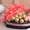 FlowerAura Decorative Bunch Of Fresh Live 20 Pink Rose With Pack of 8 Chocolate & Cute Teddy Bear In Heart Shape Box Valentine's Day Gifts For Girlfriend, Boyfriend, Husband & Wife (Same Day Delivery) view 3
