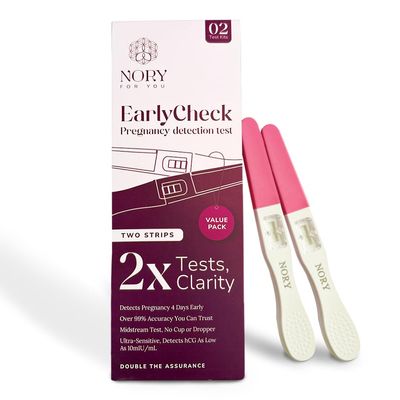 NORY EarlyCheck Pregnancy Test Kit  2 Midstream Tests, Over 99% Accuracy, Ultra Sensitive HCG Detection (10mIU/mL), Early Pregnancy Detection, No Cup or Dropper Needed (Pack of 2)