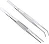 BIRDBRID Offset Tweezer Kitchen Tool, Cooking Tongs with Non-Slip Grip, Professional Design, Sleek Silver, 16 CM (Straight, Curved), pack of 2 pcs set view 1