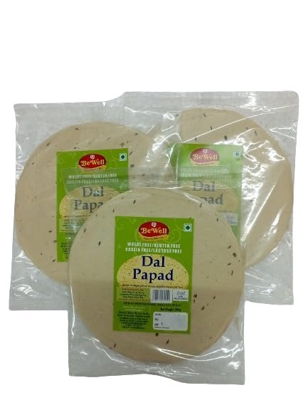 Bewell - Gluten Free Dal Papad I 200gx3 | Urad Dal | Moong Dal | Rice | Cumin and Salt I