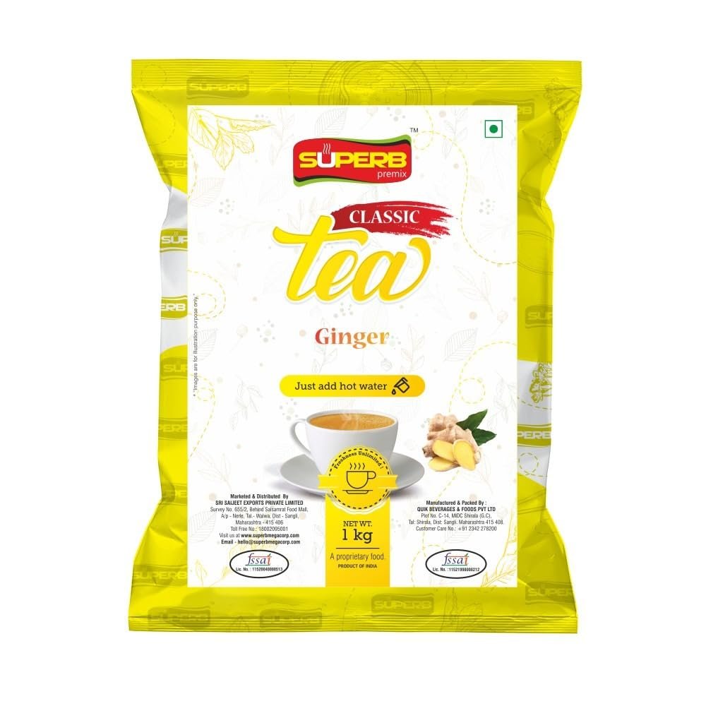 Ginger Tea Classic Premix any time..anywhere Instant Premix 1 KG Powder SUPERB (Pack of 2)