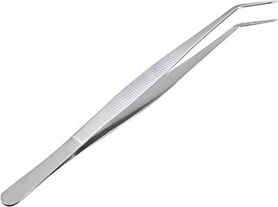 BIRDBRID Offset Tweezer Kitchen Tool with Non-Slip Grip, Curved Cooking Tongs for Professional & Craft Use, 16 cm, pack of 1 pcs