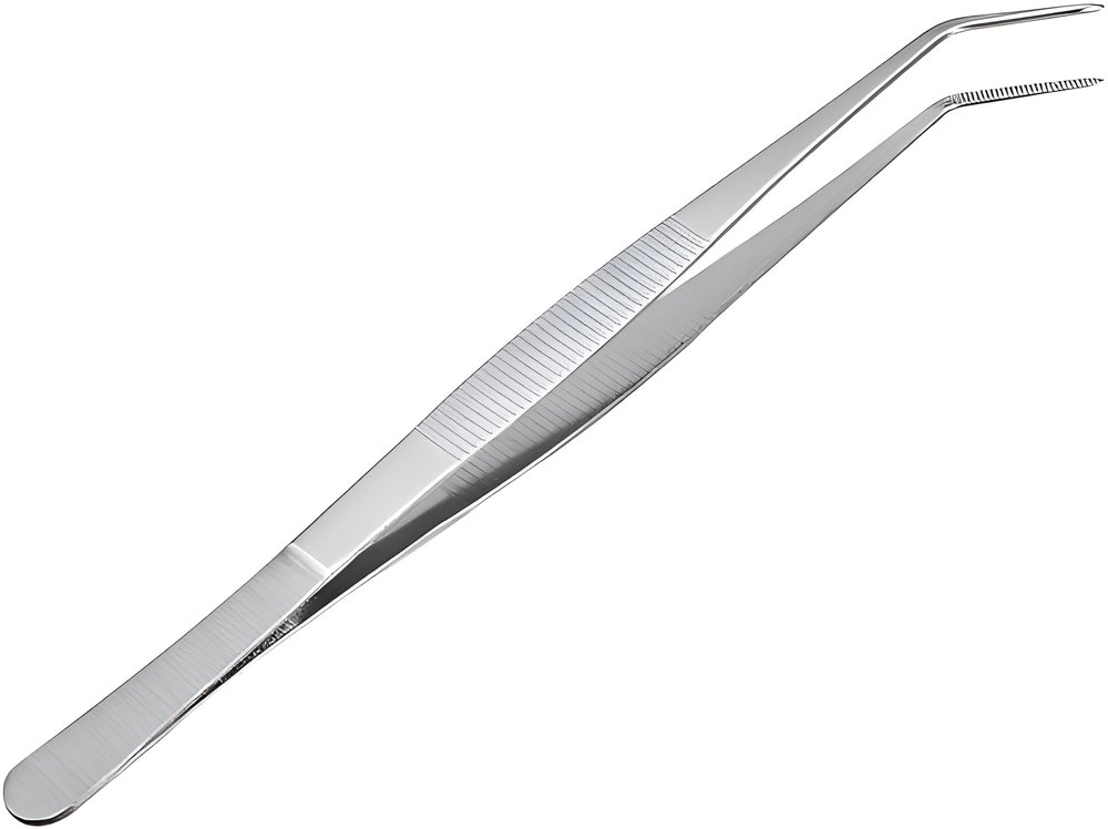 BIRDBRID Offset Tweezer Kitchen Tool with Non-Slip Grip, Curved Cooking Tongs for Professional & Craft Use, 16 cm, pack of 1 pcs