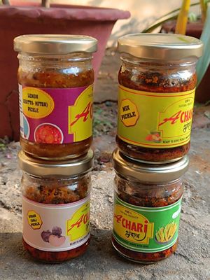 Achari  Combo Pack of 4 (Mix Pickle + Lemon khatta - Mitha + Green chilli + Suran Pickle) 100gm of each