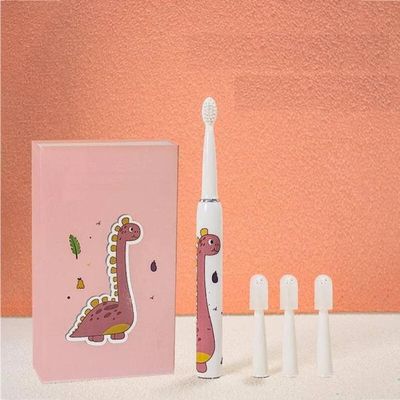 SMILE BABY Toothbrush For Kids (3+ Years) With 1 Handle, 4 Brush Heads|Power Tooth Brush|Low Noise, Rotary Electric Toothbrush (Dinosouar), 4 count,Multicolour