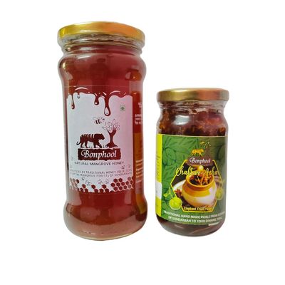 BONPHOOL Pack Of Natural Mangrove Honey 490 Gram And Chaltar Achar/Elephant Fruit Pickle 200 Gram 2 Items