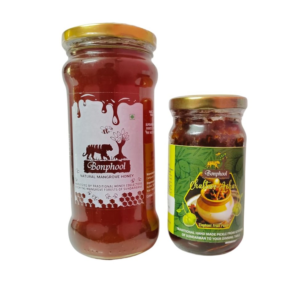 BONPHOOL Pack Of Natural Mangrove Honey 490 Gram And Chaltar Achar/Elephant Fruit Pickle 200 Gram 2 Items