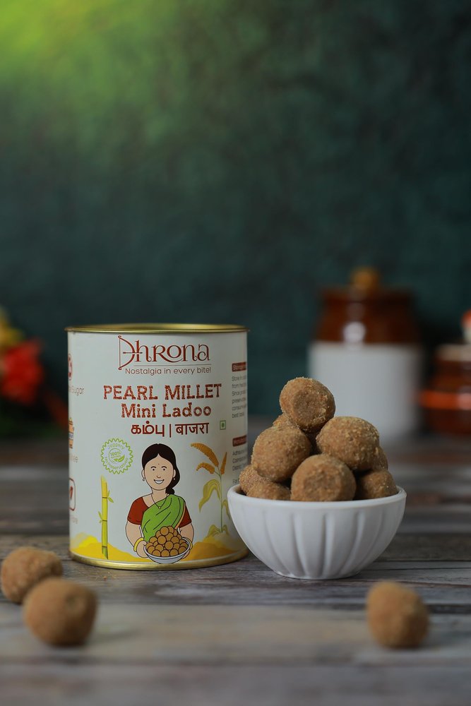 Dhrona Bajra/Kambu Millet Ladoo | Pure Ghee & Jaggery | Instant Healthy Snack | Millet Laddu | Bajra Millet Laddu (200 gms)