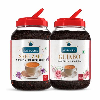 Samaara Saffron Rose Tea 250gm | Kesar Gulab Flavoured CTC Assam Black Leaf Tea | Chai Patti Powder.