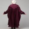 NAZNEEN Yoke and Gathered Front and Back Pleated Sleeve Free Size Kaftan Abaya Maroon view 2