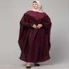 NAZNEEN Yoke and Gathered Front and Back Pleated Sleeve Free Size Kaftan Abaya Maroon view 4