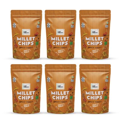 Chef Urbano Millet Chips Spicy Treat 85g Pack of 6 | Gluten Free | | Vegan | Low GI | Crunchy Healthy Snacks | High Protein and Fiber Rich | Good for Diet | Good for Kids