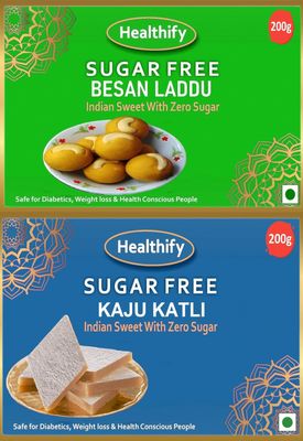 Healthify Sugar Free Combo Besan Laddu & Kaju Katli (2x1) Box
