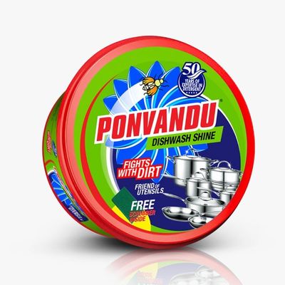 Ponvandu Dishwash Bar Lemon Tub, Removes Stain And Grease From Utensils With Power Of Lemon | With Free Scrubber. (500gm Pack of 10)