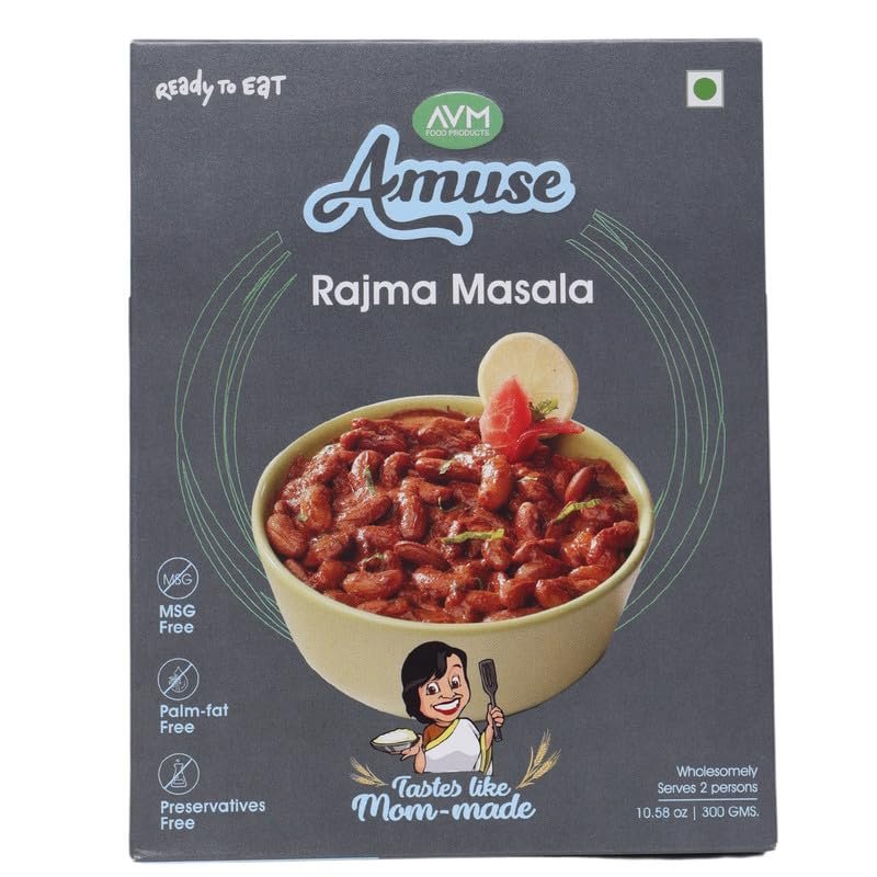 AMUSE Ready to Eat Rajma Masala, Instant Food (Heat and Eat - 300gms) | NO Preservatives, NO Added Artificial Colours & Flavours (Pack of 3)