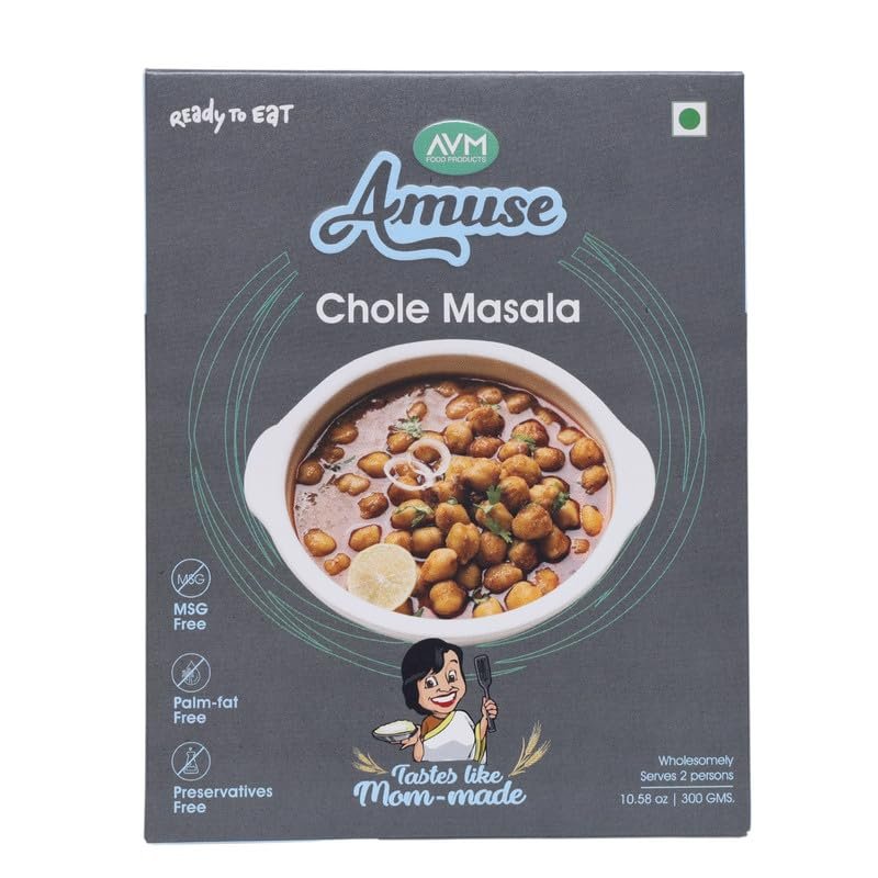 AMUSE AMUZINGLY WHOLESOME Ready to Eat Chole Masala, Instant Food (Heat and Eat - 300gms) | NO Preservatives, NO Added Artificial Colours & Flavours (Pack of 3)