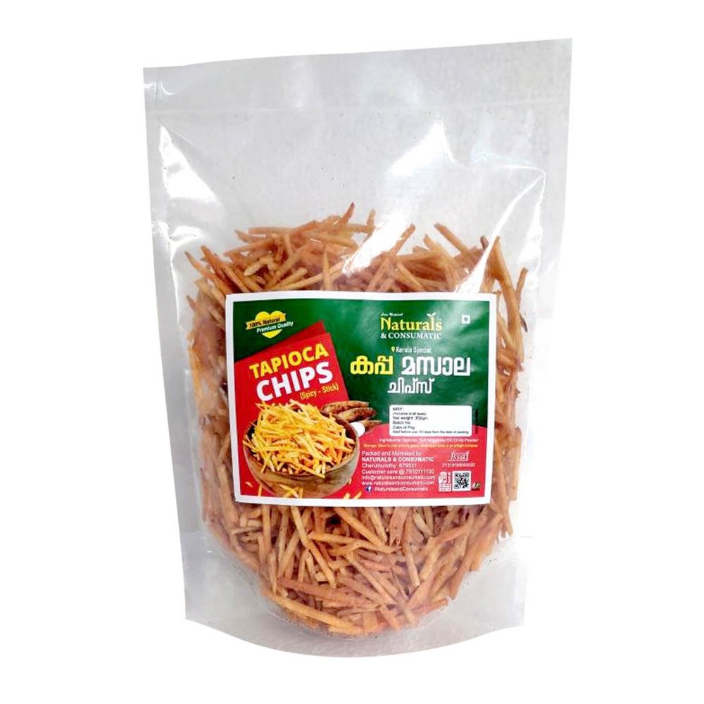 Naturals & Consumatic Brand Kerala Tapioca Spicy Sticks (Kappa) Chips Ready to Eat - 350g