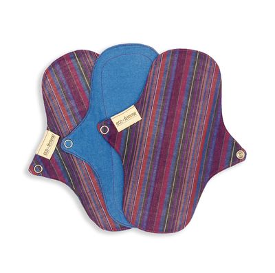 Eco Femme Pantyliner with Leakproof layer (Pack of 3) | Reusable Pantyliners | Organic Cotton Cloth Pad Certified by GOTS | lasts upto 75-100 washes (Blue - Vibrant Organic Range)