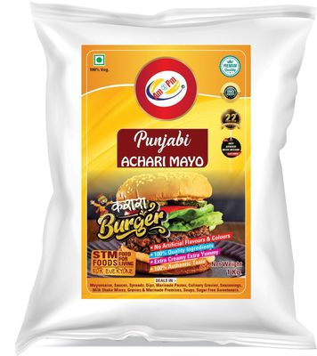Am 2 Pm - Punjabi Achari Mayonnaise Spread Multipurpose Sauce For Punjabi Fast Foods Burgers, Sandwiches, Veg Snack Wraps & Rolls - 1Kg