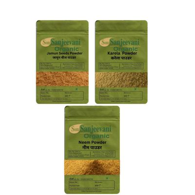 Som Sanjeevani Organic health care combo Powder- Jamun Seeds -Karela -Neem -300g Each 100g-Natural ingredients-No Mixing-Ayurvedic--May help in reducing intestinal worms