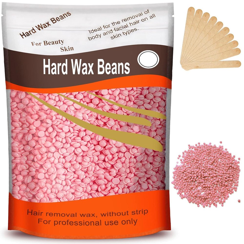 Plenteous Hard Wax Beads, 100G Painless Hard Wax Beans with 10 Applicators, Professional Wax Beads for Eyebrow, Armpit, Bikini, Back, Chest, Legs, Painless Hair Removal. (Rose, 1)
