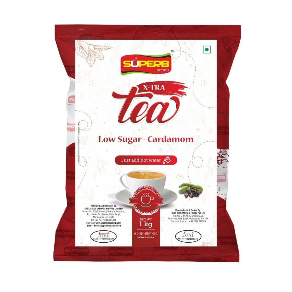 Cardamom Tea Low Sugar Premix any time..anywhere Instant Premix 1 KG Powder SUPERB (Pack of 2)
