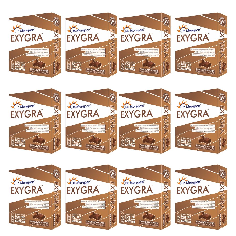 DR. MOREPEN Exygra Chocolate Flaver lubricated Dotted Condoms Pack of 12