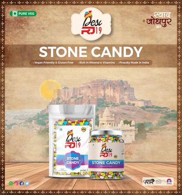 Desi RJ19 Stone Candy Candy, 400g Pack Pure Veg Stone Candy Candy, Vegan and Gluten Free Tasty Candy