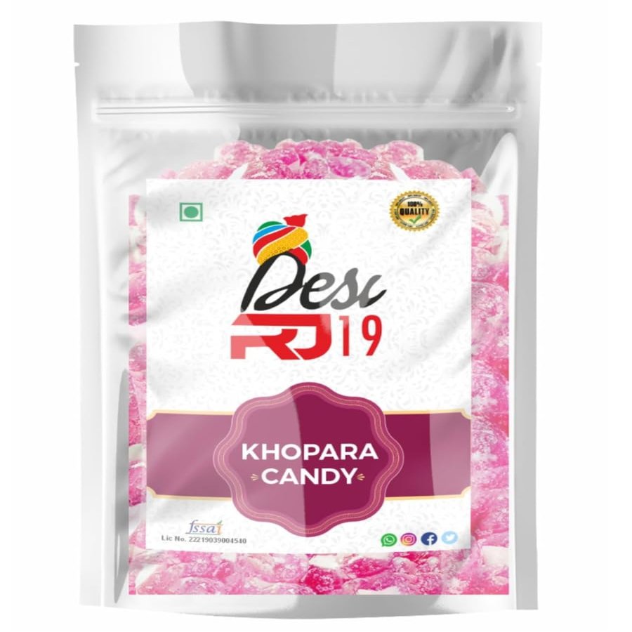 Desi RJ19 Khopra Candy, 400g Pack Pure Veg Khopra Candy, Vegan and Gluten Free Tasty Candy
