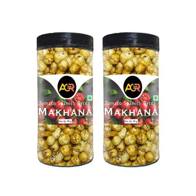 Agr Foods Tomato Spanish Bytes Makhana Jar, Roasted In Olive Oil, Crispy & Healthy 180g (Pack of 2, Each- 90g)