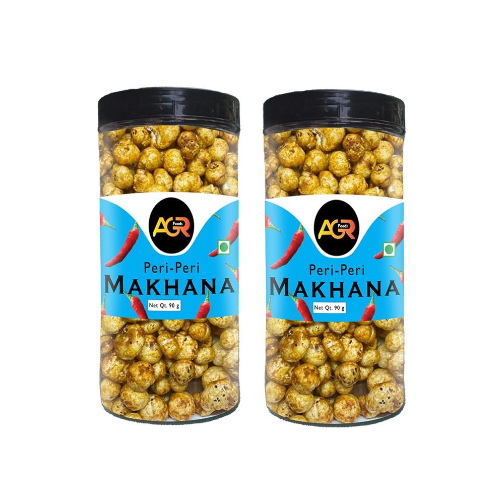 Agr Foods Peri Peri Makhana Jar, Roasted In Olive Oil, Crispy & Healthy 180g (Pack of 2, Each- 90g)