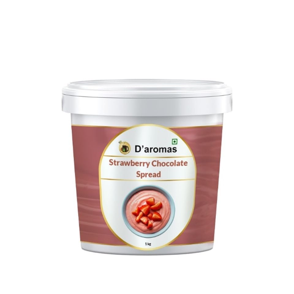 D'aromas Strawberry Spread 5kg, 100% Vegetarian, Top It On Cakes, Waffles, Pancakes, Fruits, Dessert, Milkshake, Bread & Chapati With All Natural Ganache (Each 1kg) (Pack Of 5)