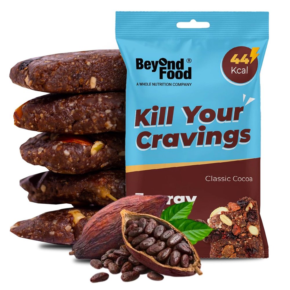 Beyond Food Energy Bites - Breakfast Bars with Oats, Dates, Seeds, & Nuts - Healthy Snack with Dry Fruits, Nuts & Sunflower Seeds - 44 kcal, 100% Natural Ingredients - Classic Cocoa - Pack of 12