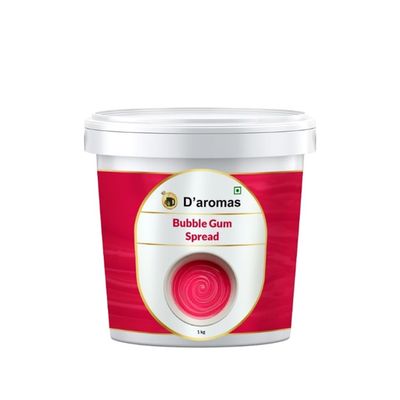 D'aromas Bubble Gum Spread, 2kg 100% Vegetarian, Top It On Cakes, Waffles, Pancakes, Fruits, Dessert, Milkshake, Bread & Chapati With All Natural Ganache (Each 1kg) (Pack Of 2)