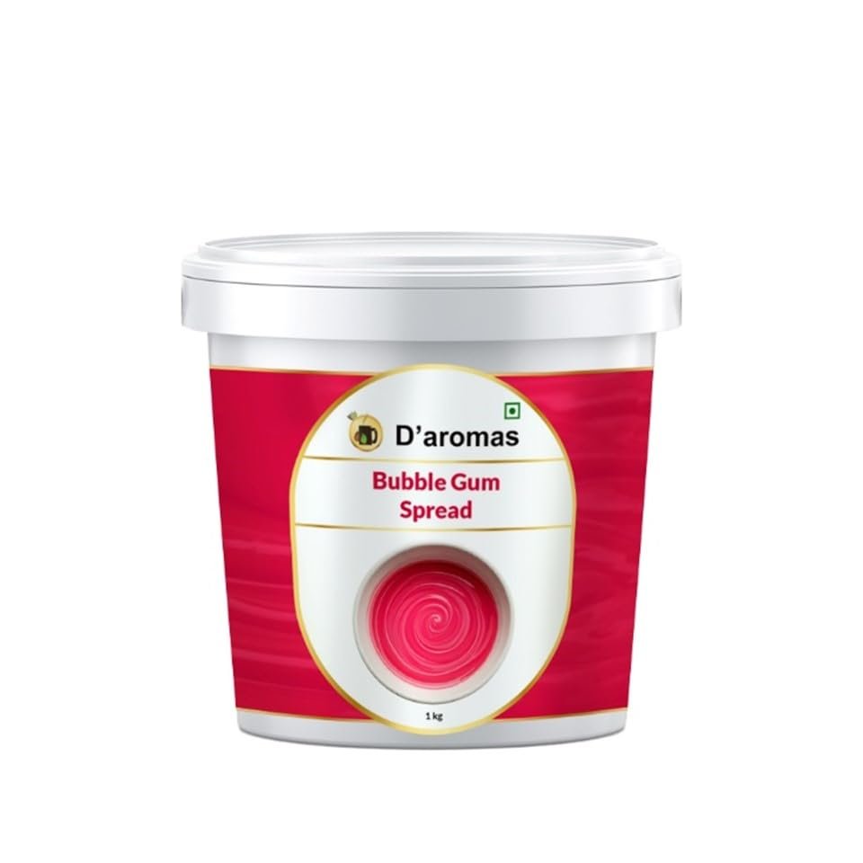 D'aromas Bubble Gum Spread, 2kg 100% Vegetarian, Top It On Cakes, Waffles, Pancakes, Fruits, Dessert, Milkshake, Bread & Chapati With All Natural Ganache (Each 1kg) (Pack Of 2)