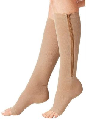 Bliss Times Zip Socks - Zipper Compression Socks Stockings with Open Toe Calf Support Best Support Zipper Stocking for Edema, Swollen, Nurses, Pregnancy Recovery(Set Of 1)