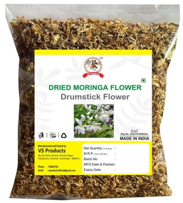 VS Products Dried Moringa Flower, 300g, Murungai Poo, Drumstick Flower For Boosts Immune System (Pack of 3 X 100g)
