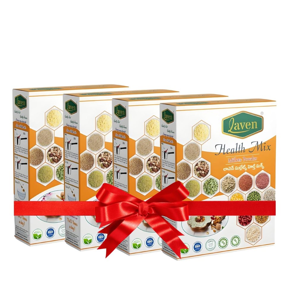 Laven Health Mix Millets - Multigrain Powder, 100% natural over 23 ingredients of multigrain porridge without preservatives, artificial colours or added sugars 500Gms (Pack Of 4) (2Kg)