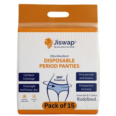 Disposable Underwear for Women, Organic Cotton Cover - Incontinence Pads, Postpartum Essentials, Disposable Underwear, Unscented, Maximum Coverage (15 Count)