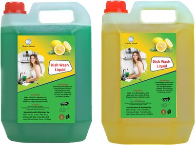 GOVIN WASH Dish Cleaning Gel green,yellow Non Acidic Dish-washing liquid combo pack of -2