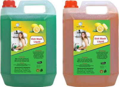 GOVIN WASH Dish Cleaning Gel green,orange Non Acidic Dish-washing liquid combo pack of -2